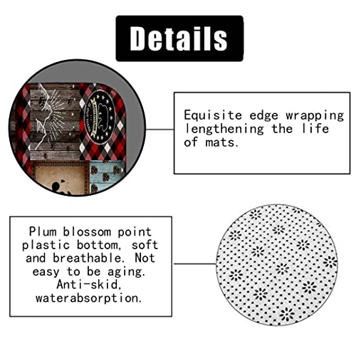 Olebety 4Pcs Woodland Animals Shower Curtain Set, Black Bear Moose Deer Red Green Plaid Country Rustic Farmhouse Lodge Cabin Christmas Bathroom Decor, Non-Slip Bath Mat Bathroom Rugs, Hunting Gifts #TOP5