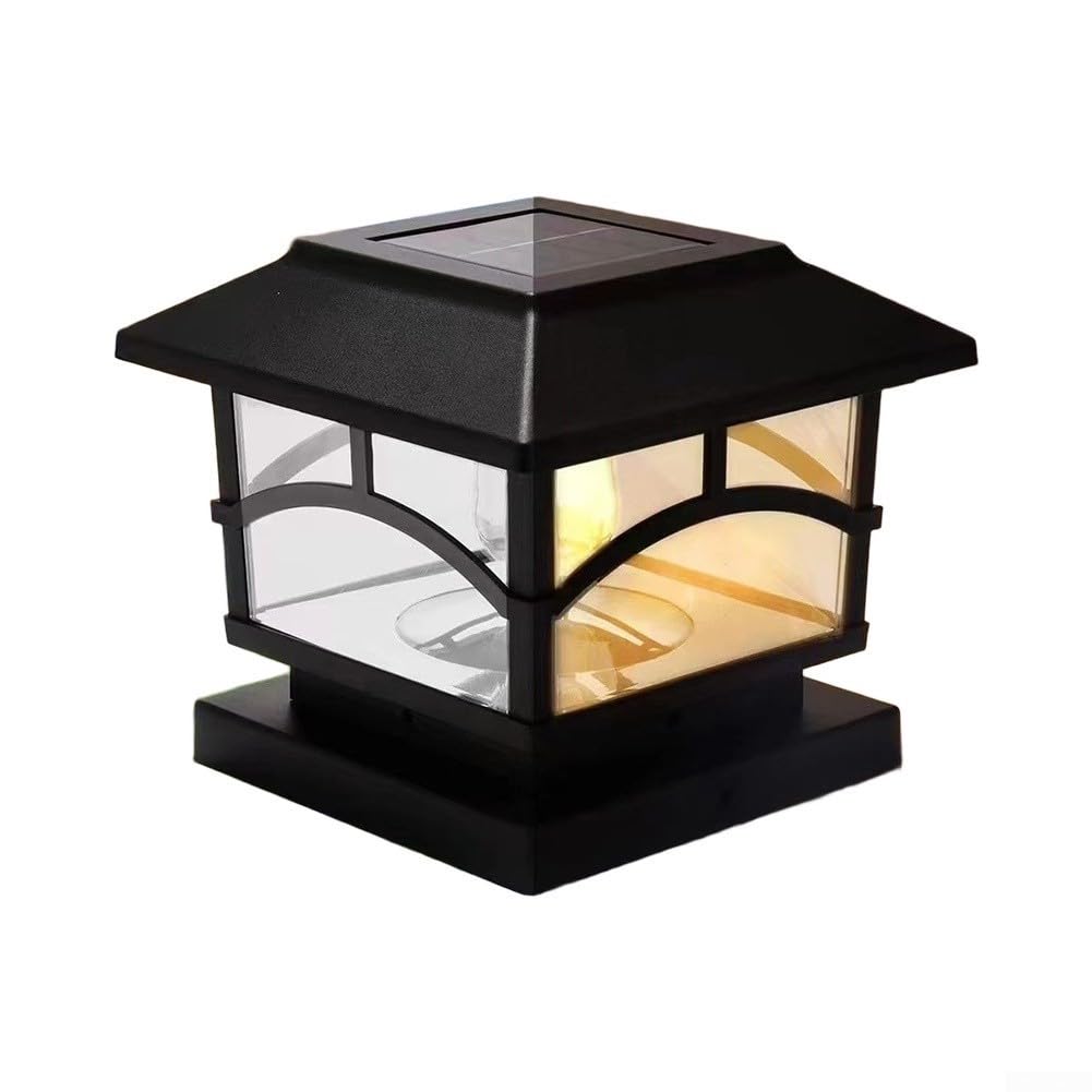 Solar Pfostenkappenleuchten für 6,3x6,3 Zoll Zaunpfosten, Wasserdicht IP65, 2 Lichtmodi, Automatische Dämmerungsdämmung, ABS Wetterfest für Holz Vinyl PVC(Black)