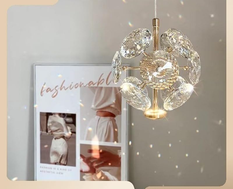 Image of CITRA led Gold Crystal Flower Pendant Ceiling Lamp Light - Warm White