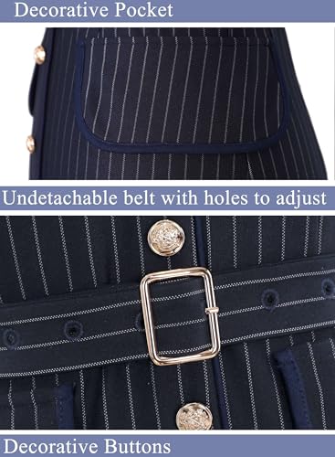 VFSHOW Womens Work Business Casual Office 3/4 Sleeve Belted Elegant Lapel V Neck Buttons Fitted Pencil Sheath Dress4