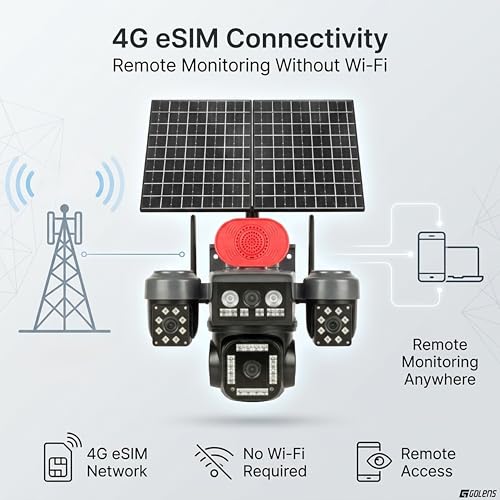 Image of WC24H (NEW LAUNCH) 4G Solar Security Camera with Dual Solar Panel, 2MP*4 AI Smart Tracking, Full Color Night Vision, Two Way Audio, Motion Detection, 24x7 Recording, 13200mAh Battery Support TF Card
