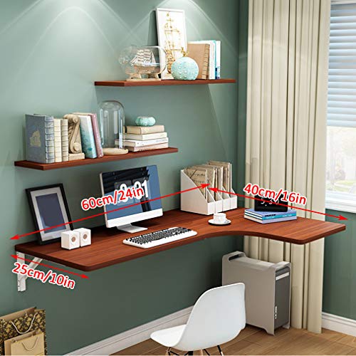 Table d'angle murale rabattable et bureau informatique teck 60x40 - 3
