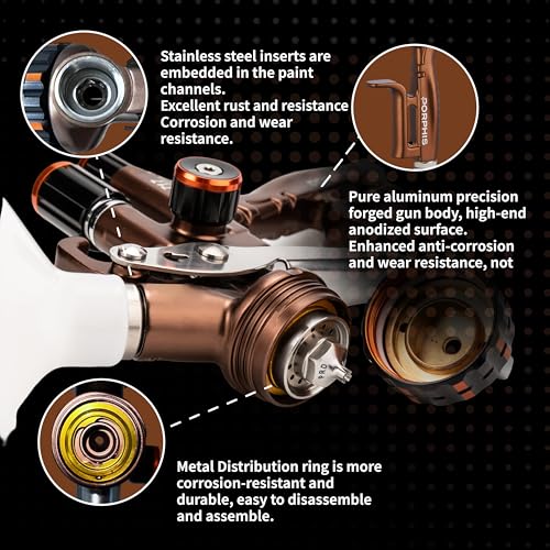 Paint Spray Gun PRD-717 VS Type with Split Nozzle 1.3mm Automotive Refinishing Spray Gun, Brown