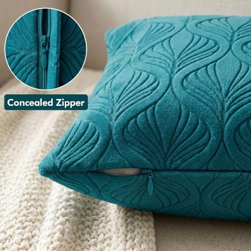 Image of Yellow Weaves Jacquard Cushion Covers | Sofa Cushion Covers | Throw Pillow Cover for Sofa, Couch, Living Room| Removable & Washable | 16x16 Inches, Set of 2 (Peacock Blue)