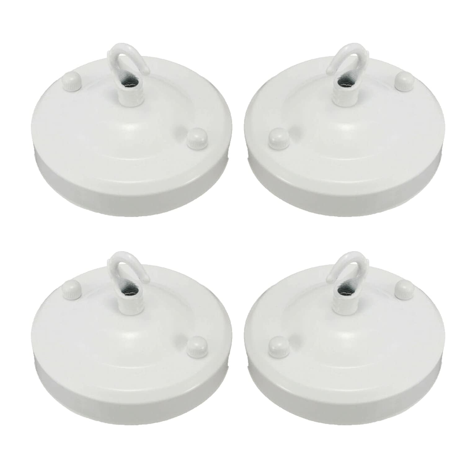 4 Pack White Ceiling Rose with Hook 108mm Metal Round Vintage Ceiling Cover Plate for Pendant Light Fittings Durable White Ceiling Canopy Kit for Chandelier Loft Lighting and Retro Industrial Decor