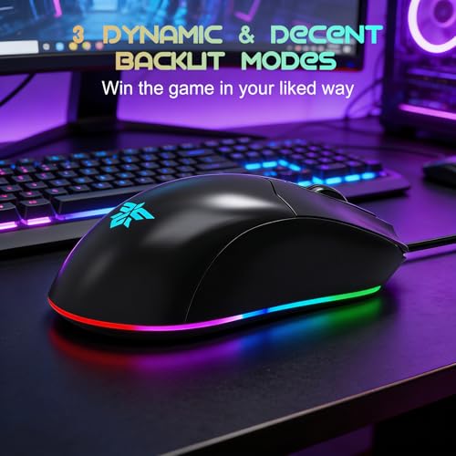 Image of NPET KM98 Triple Mode RGB Backlit Gaming Keyboard and Mouse Combo, 98 Key Quiet Mechanical Feel Keyboard, 7200 DPI Ergonomic Mouse, Spill-Resistant, for PC, Black (Wired Mode KM)