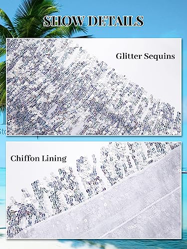 Monbessi Sequin Fringe Skirt Belly Dance Hip Scarf Sparkly Skirts Party Festival Rave Custome For Women And Girls (Silver) #TOP5