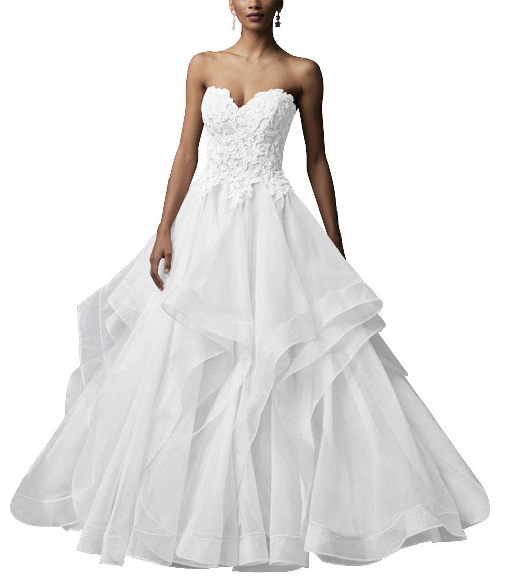 Vestido de Noche de Tul sin Tirantes a con Hombros Dulces, Blanco, 56