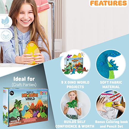 Dinosaur Toy Felt Sewing Kit For Kids Ages 8-12 - Beginners Sewing Kit For Hours Of Fun - Felt Dinosaur Sewing Kit - Boys & Girls Beginner Sewing Kit Kids - Kids Sewing Kit For Beginners With 165Pcs #TOP1