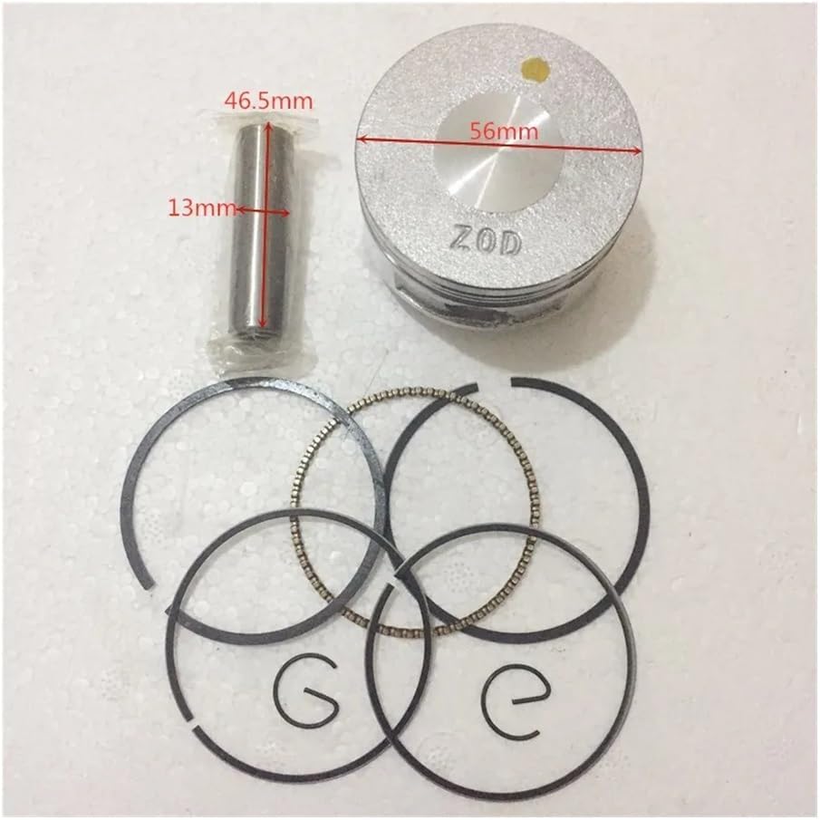 Piston Kit 56mm Fit for GX100 Engine Motor Rammer Tamper Piston with Ring Pin Clip Replacement