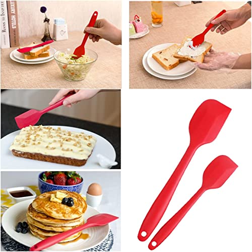 Image of Baskety Silicone Spatula 3-Piece Set, High Heat-Resistant (UP to 480F), Non-Stick Spatulas with Stainless Steel Core Mixing Cooking & Baking Red