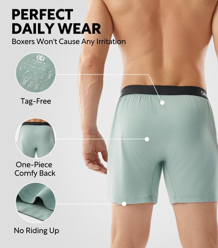 DAVID ARCHY Men’s Underwear Boxer Shorts Rayon Made From Bamboo Breathable Boxers for Men with Soft Stretch Waistband 4 Pack - Image 5