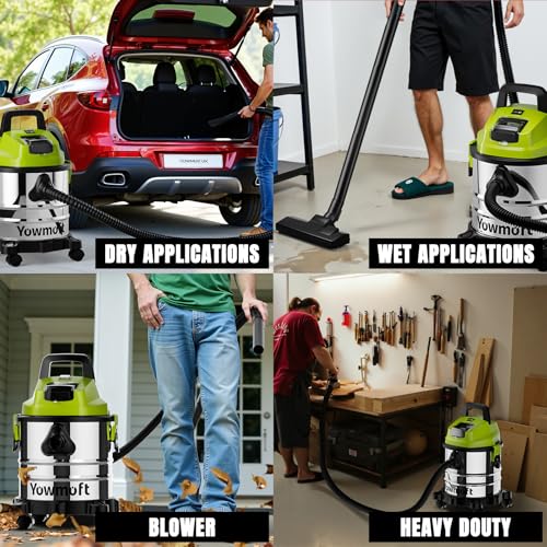 Image of 4 Gallon Cordless Shop Vac, Cordless Shop Vacuum Wet and Dry with 16 Kpa Strong Suction & Blower, Portable Shop Vacuum, Battery Powered Shop Vac for Car, Home and Garage, CVC2015