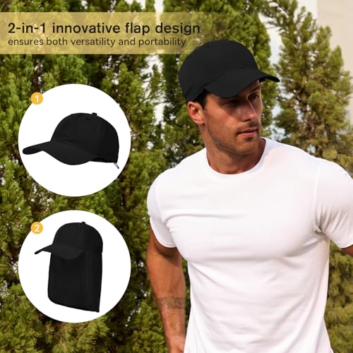 Image of American Trends Mens Sun Hat with Neck Flap, UV Protection Outdoor Flap Hat, Packable Soft Fishing Hiking Gardening Hat