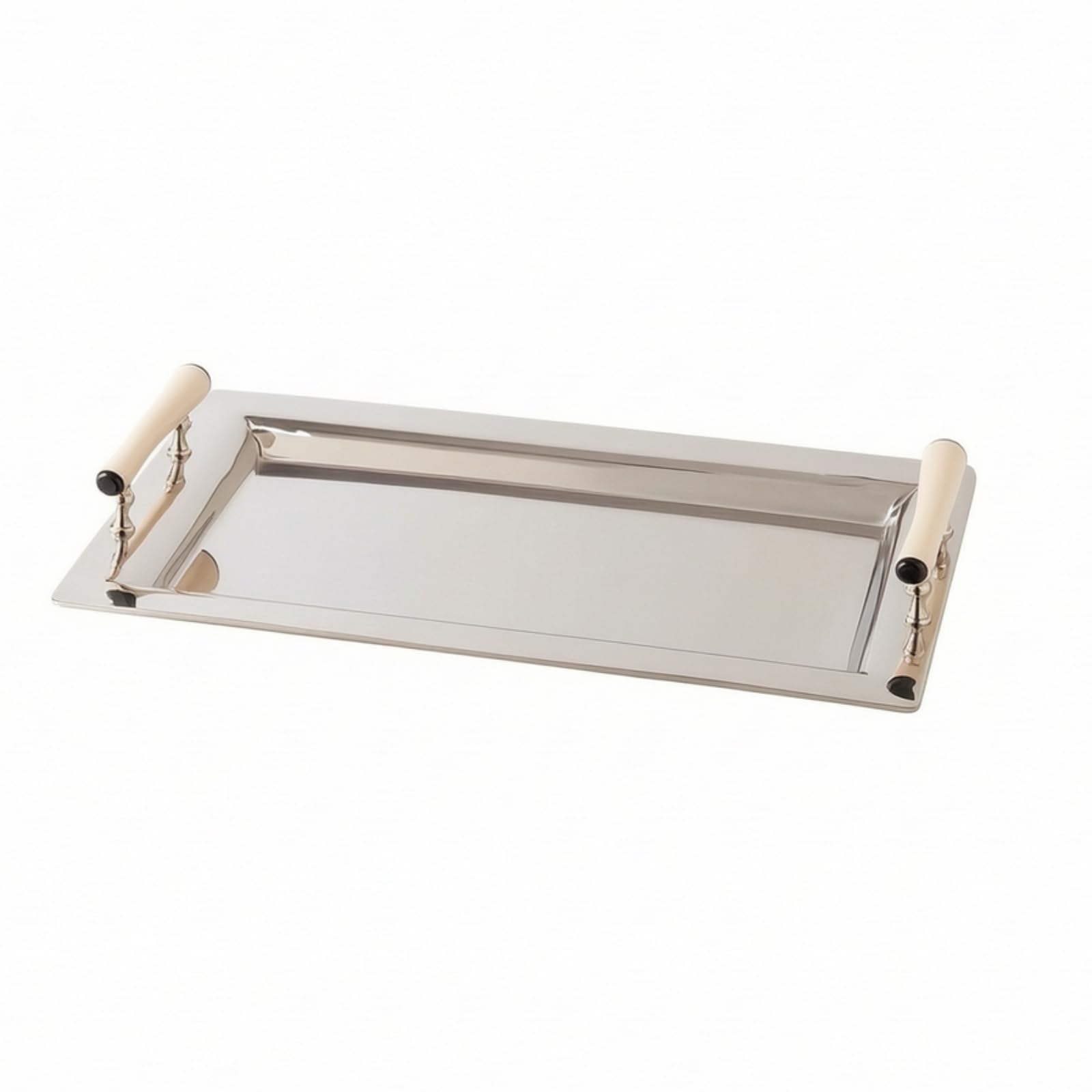 Banja Servicio con Elegante Banja con Multifuncional para Bar, Mesa, 46.5 31 H4cm, Bandeja Rectangular Plateada con Patrón De Diamante Importada
