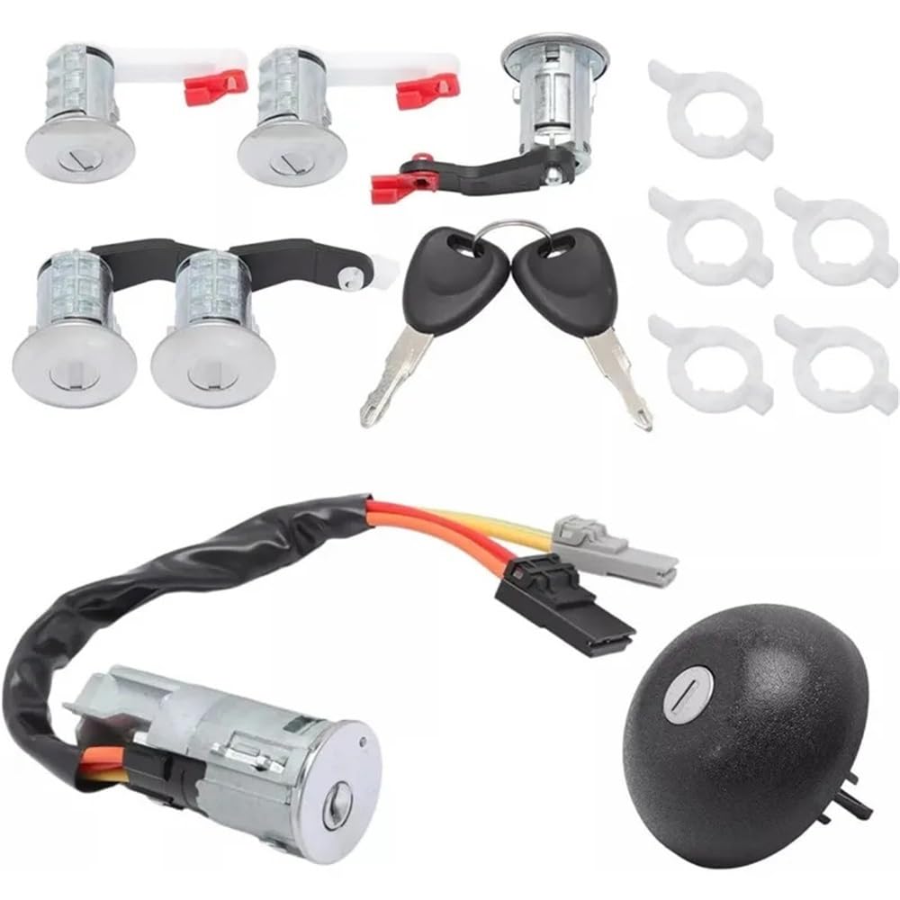 Zhjlut One Color Car Lock Cylinder 7701471591 7701471592 Compatible With Vauxhall For Movano 1998-2010 Lock Cylinder Kit Start Steering Lock Ignition Barrel Switch