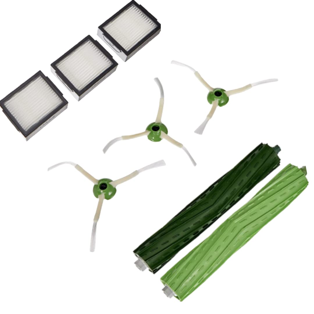 Laprite Replenishment Kit | Replacement Parts | Accessories Compatible with iRobot Roomba i Series, e Series, 1 Set of Multi-Surface Rubber Brushes, 3 Edge Sweeping Side Brushes and 3 Filters-image-46