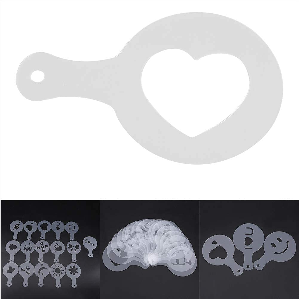 Coffee Art Stencils, Barista Template Sugar Dispenser with 16PCS Stencils for Baking Cooking(16 Printing Templates)