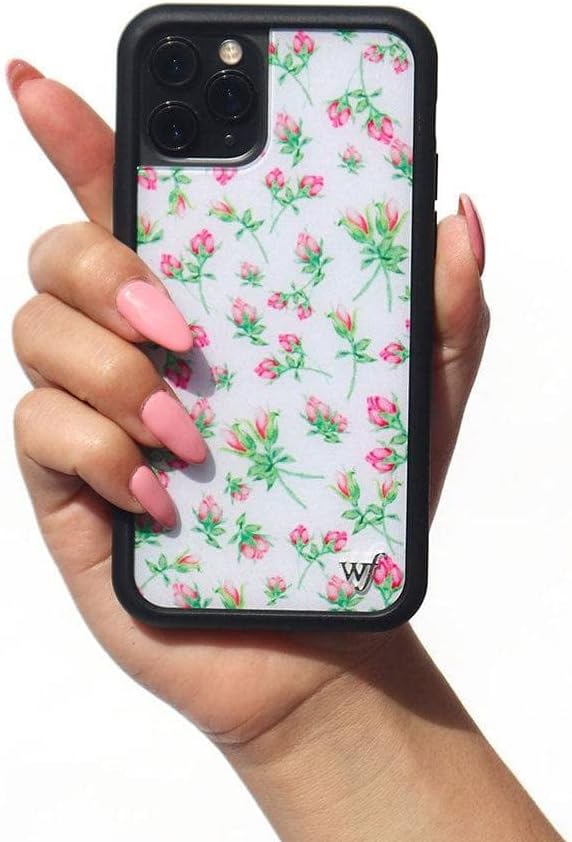 Wildflower Cases - Compatible with iPhone 15 Pro Max| Protective Black Bumper, 6.5ft Drop Test Certified, Women Owned Small Business | Pink White Floral Trendy Cute | Pink Posie Rosie - Image 3
