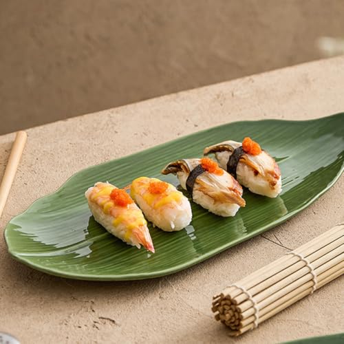 Plato de cerámica para sushi con forma de hoja estilo japonés miniatura 5