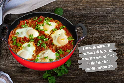 Enameled Cast Iron Balti Dish With Wide Loop Handles, 5 Quart, Fire Red - Thumbnail 5