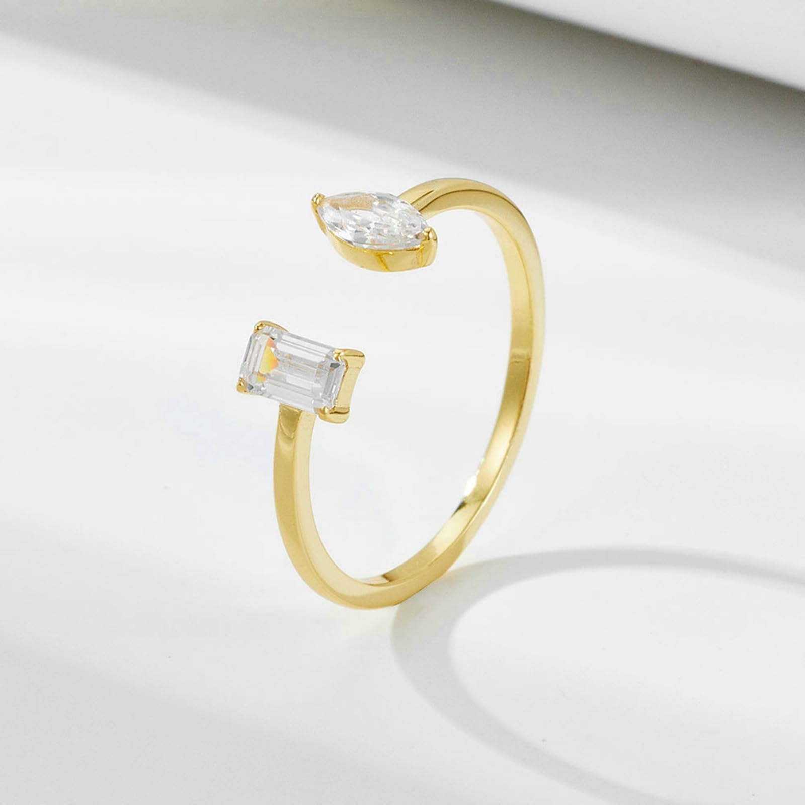 Anillos de compromiso de oro amarillo de 9 quilates, 14 quilates y 18 quilates para ella, abierto con moissanita