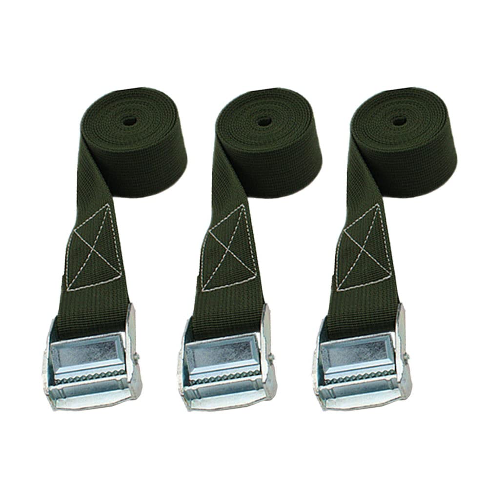 Niaciswe Lot De 6 Sangles D'Arrimage Avec Boucle - Sangles Velo Courtes Moto Remorque, 100cm X 2.5cm Vert Armée