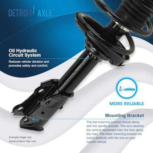 Image of Detroit Axle - 6pc Struts Kit for 2000-2005 Toyota Echo, 2 Front Struts with Coil Spring Assembly 2 Rear Shock Absorbers 2 Front Sway Bar Links 2001 2002 2003 2004 Replacement Suspension Kit