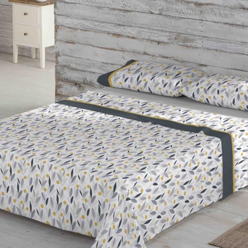 NATURALS - Juego de sabanas Cama 180 cm - 50% Algodon/50 Polyester - Incluye Encimera 260x270 cm + Sabana Bajera 180x190/200 cm + 2 Fundas de Almohada 45x110 cm - Tiber