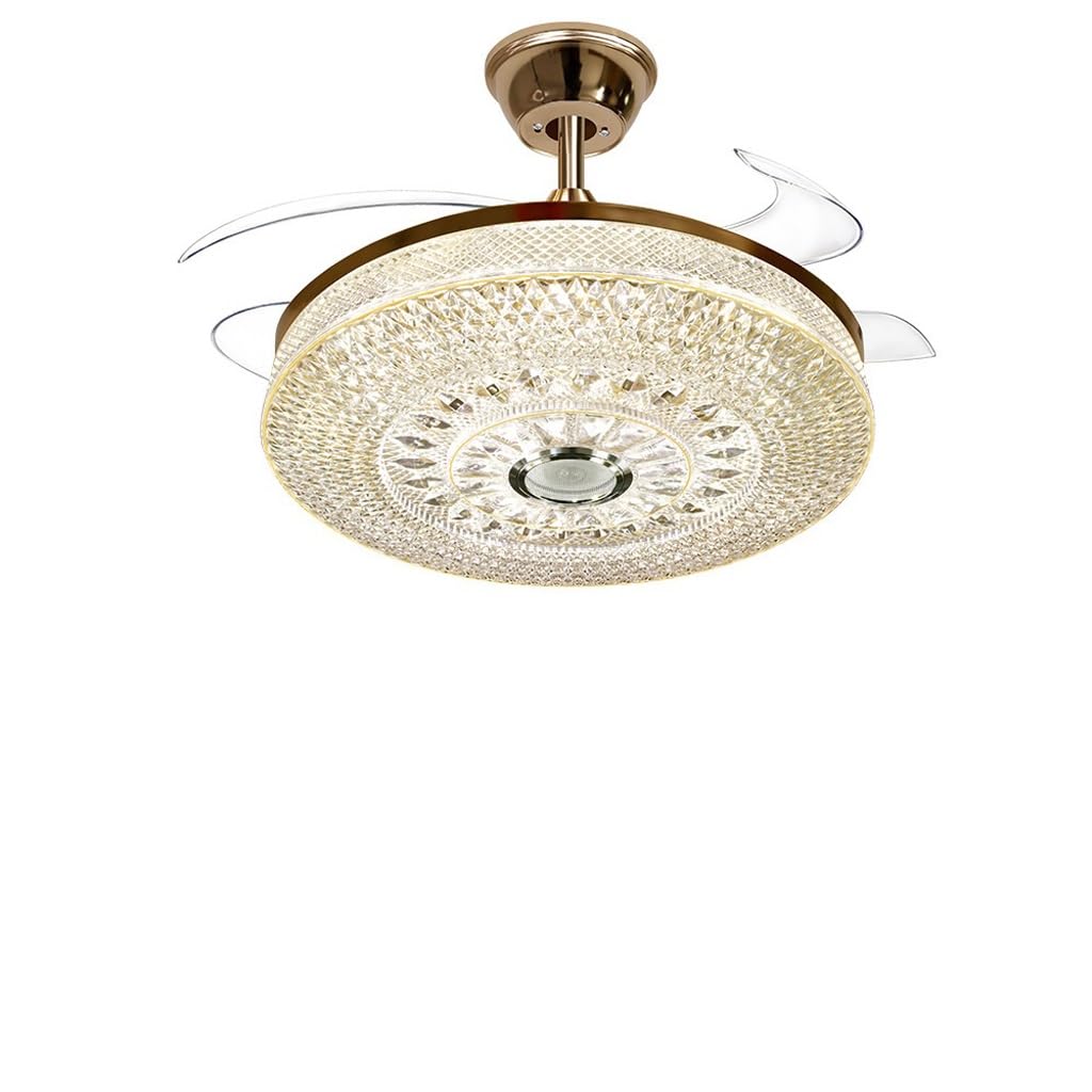 BIVVI Invisible Fan Light Silent Intelligent Ceiling Fan Light Eye Protection Living Room Dining Room Bedroom Fan Light(B)