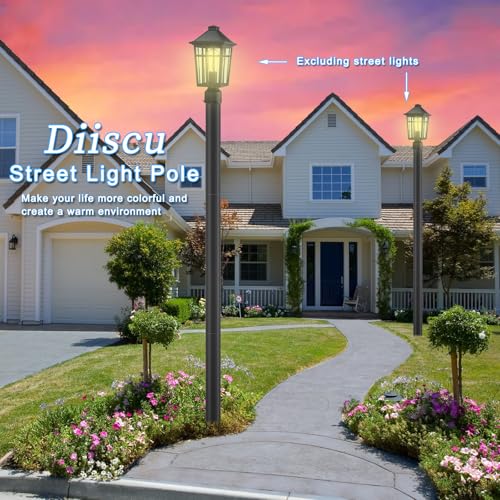Street Light Pole 10ft Tall, Black Outdoor Galvanized Heavy-duty Metal Solar Street Lamp Post, Suitable for Outdoor Street Courtyard Parking Lot Lighting Fixtures with Mounting Rebar Cage (10 FT 76mm) by Diiscu - Image 5