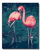 No requiere mezcla Fuumuui Pintura por Números Adultos y Niños Principiantes Incluye Pinceles y Pinturas Acrílicas 40 x 50 cm - Animales, Flamencos