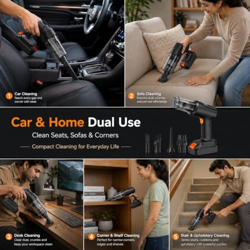 Image of Cordless Handheld Car Vacuum Cleaner with Multi Nozzle Kit