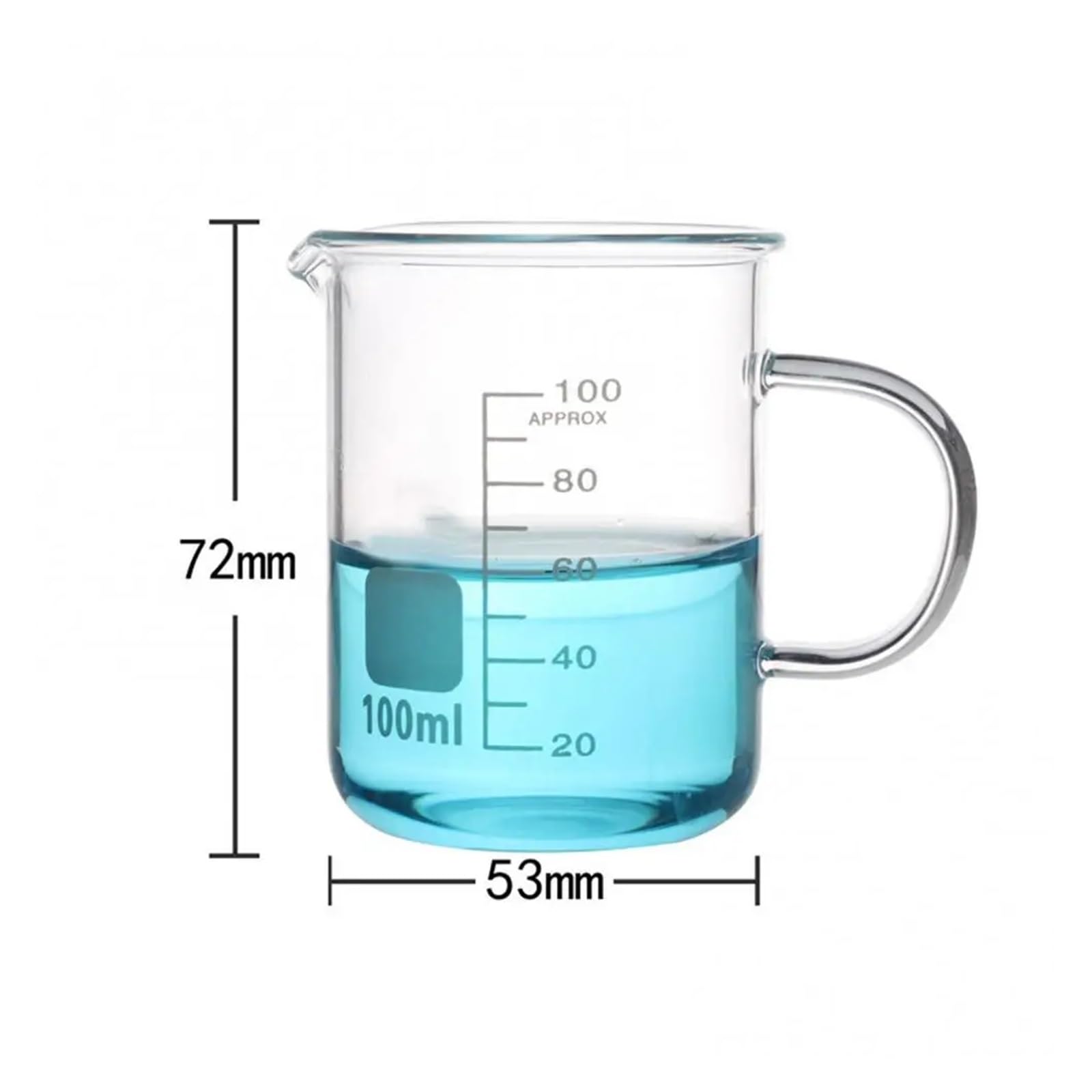 1 bicchiere da laboratorio for miscelazione da 50/100/250/500/1000 ml, becher in vetro con manico, becher in vetro trasparente con scala graduata, becher graduati for chimica(500ML)