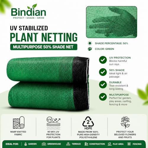 Image of Green Shade Net, 50% UV Sun Protection, for Terrace, Garden, Green House, Balcony, & Gardening Multipurpose Agro Netting (10x4 feet)