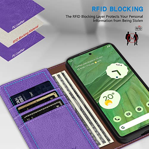 ZZXX for Google Pixel 7 Wallet Case Strong Magnetic 6.3 inch,Purple - image 2