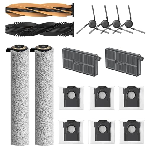 Geoviizon Zubehörset für dreame Aqua10 Ultra Roller Complete /Aqua10 Roller Saugroboter,Ersatzteil mit 6 Staubbeutel 4 Seitenbürsten 2 Filter 2 Wischwalze 2 Hauptbürste