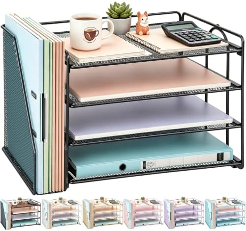 gianotter 4-Tier Paper Organizer With Magazine Holder, Desk Organ...