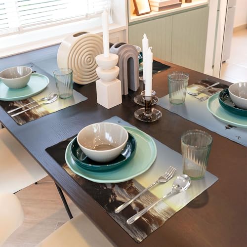 Lot de 4 sets de table en lin synthétique résistant à la chaleur - 7