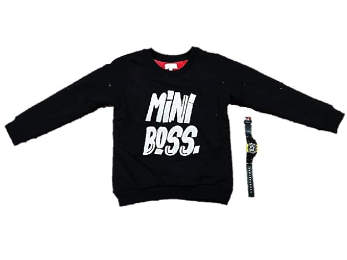 aradhya & adharv Books Woolen Warm Sweatshirt for Boys/Girls 2-8 Years Black Color/Round Neck/Full Sleeves Inside Layer of Warm Fleece Fabric Factory Direct Sale Price Free Watch Rs199