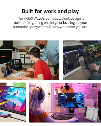 Image of Pixio PX160 Wave Mint Green Portable Monitor 15.6 inch 60Hz FHD 1080p IPS Panel HDR Screen Cover Stand USB-C HDMI Laptop Screen Extender Portable Monitor for Laptop, PC, Console, Phone