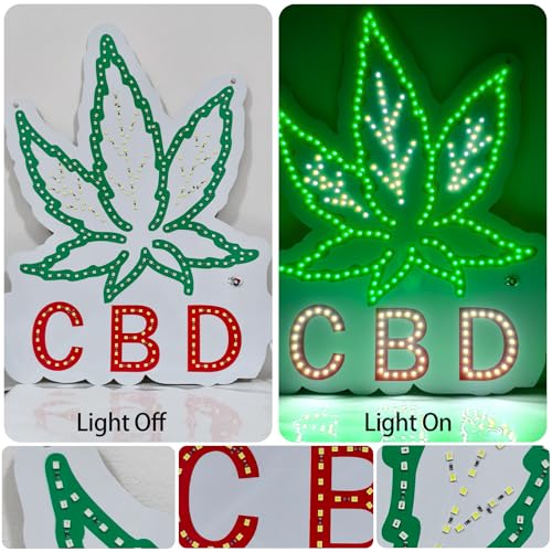 Image of CBD LED Neon Sign for Shop Window - Bright Green CBD Light Sign for Smoke Shop, Vape Store, Dispensary Wall Decor