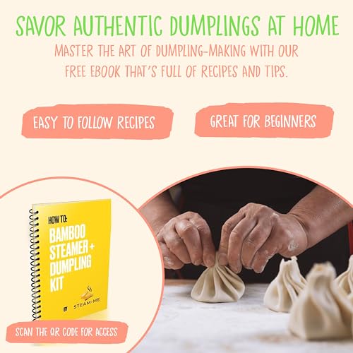 10 Inch Bamboo Steamer Basket with Steamer Ring- Steaming Basket for use as Dumpling Steamer, Bao Steamer, Dim Sum Steamer, Bun Steamer Basket Bamboo- Includes 2 Dumpling Maker Molds, 40 Liners & More - Thumbnail 5