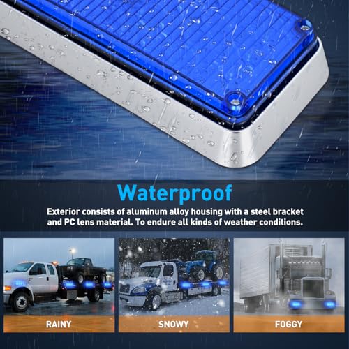 Image of Nilight 2PCS Blue Strobe Magnetic Lights Surface Mount Waterproof | Portable Warning Hazard Light 42LED 5 Patterns for 12V 24V Off Road Eergency Vehicles