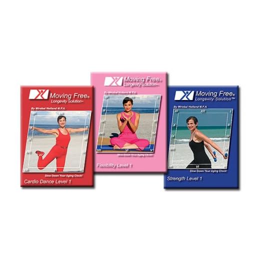 Seniors, Beginners, Boomers, Exercise 3 DVD Set, Moving Free Longevity Solution Level 1, Cardio Dance, Strength and Flexibility For, for Weight Loss, and Total Body Conditioning by Mirabai Holland