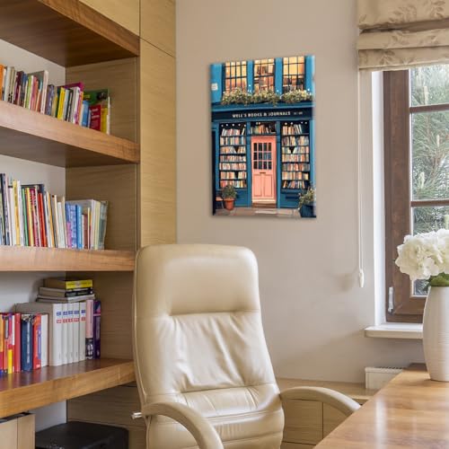 Image of Yaasilinage Book Canvas Wall Art, Antique Book Shop Room Aesthetic Poster, Bookish Reading Art Print, Literature Art Picture for Home Library Reading Nook Wall Decor 16x24in Wrapped Canvas