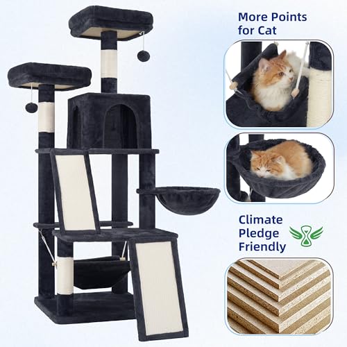 Image of Gitelsnour Cat Tree Tower Multi-Level with 2 Scratching Boards, GCT022G