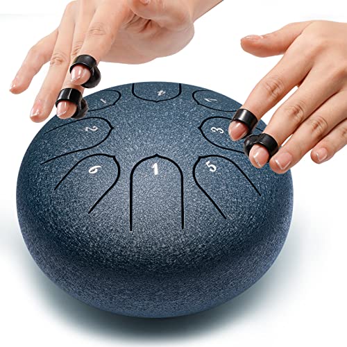 Lronbird-Steel-Tongue-Drum-6-Inch-8-Notes-C-Key-Handpan-Drums-Small-Concert-Percussion-Instrument-with-Music-Book-Mallets-Bag-for-Kids-Adults-Meditation-Yoga-Zen-Sound-Healing-Unique-Gifts-Navy