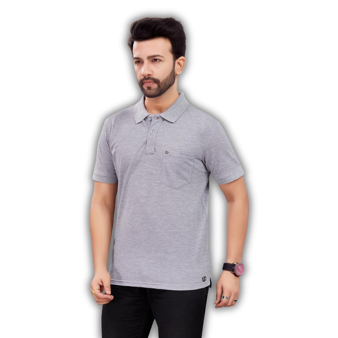 Men's Polo with Pocket T-Shirt| Comfortable Rich Cotton Blend Regular Fit| Stylish & Premium All Day Wear.-picture-29
