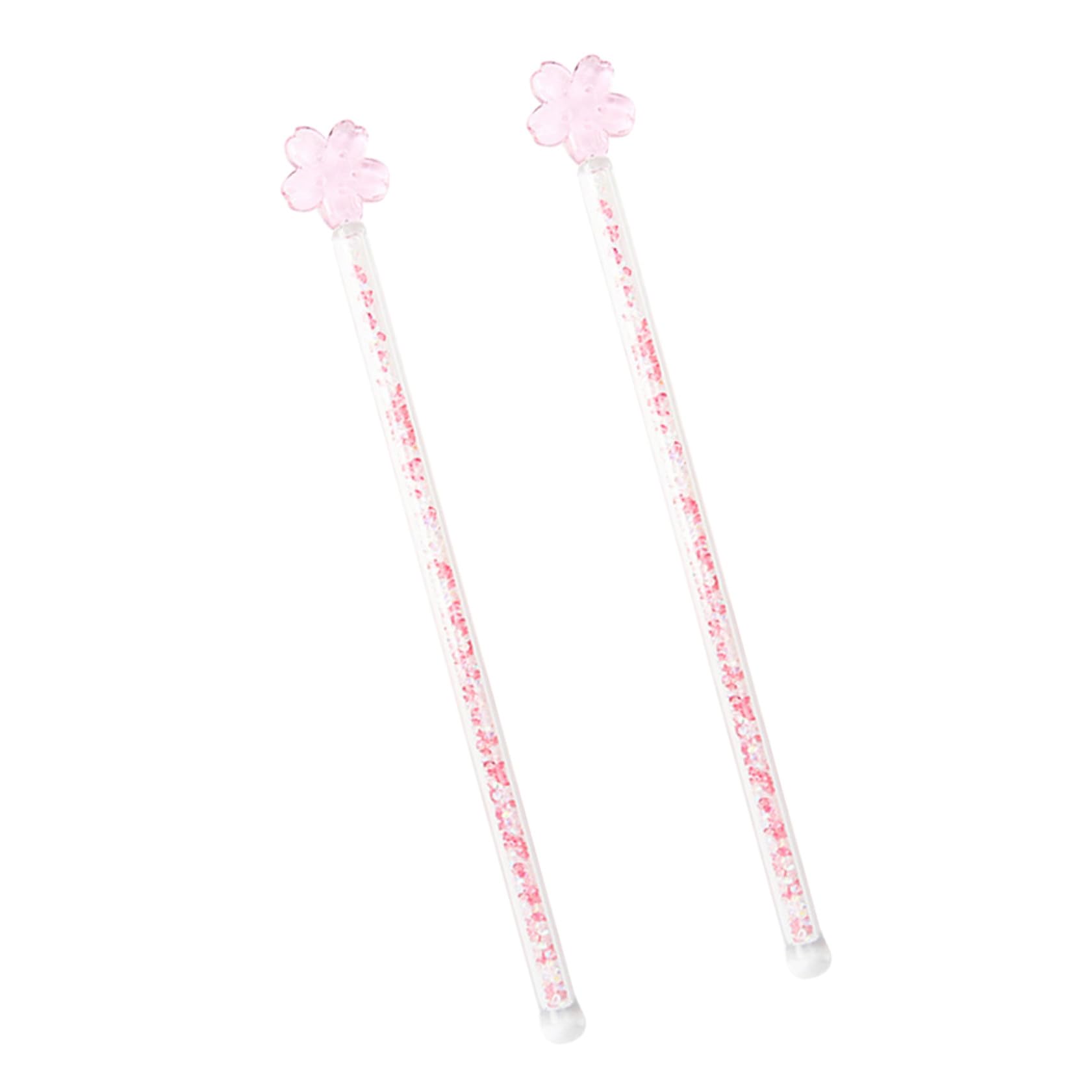 Agitadora de vidrio ligera rosa para mezclar bebidas y café con mango largo y diseño simple